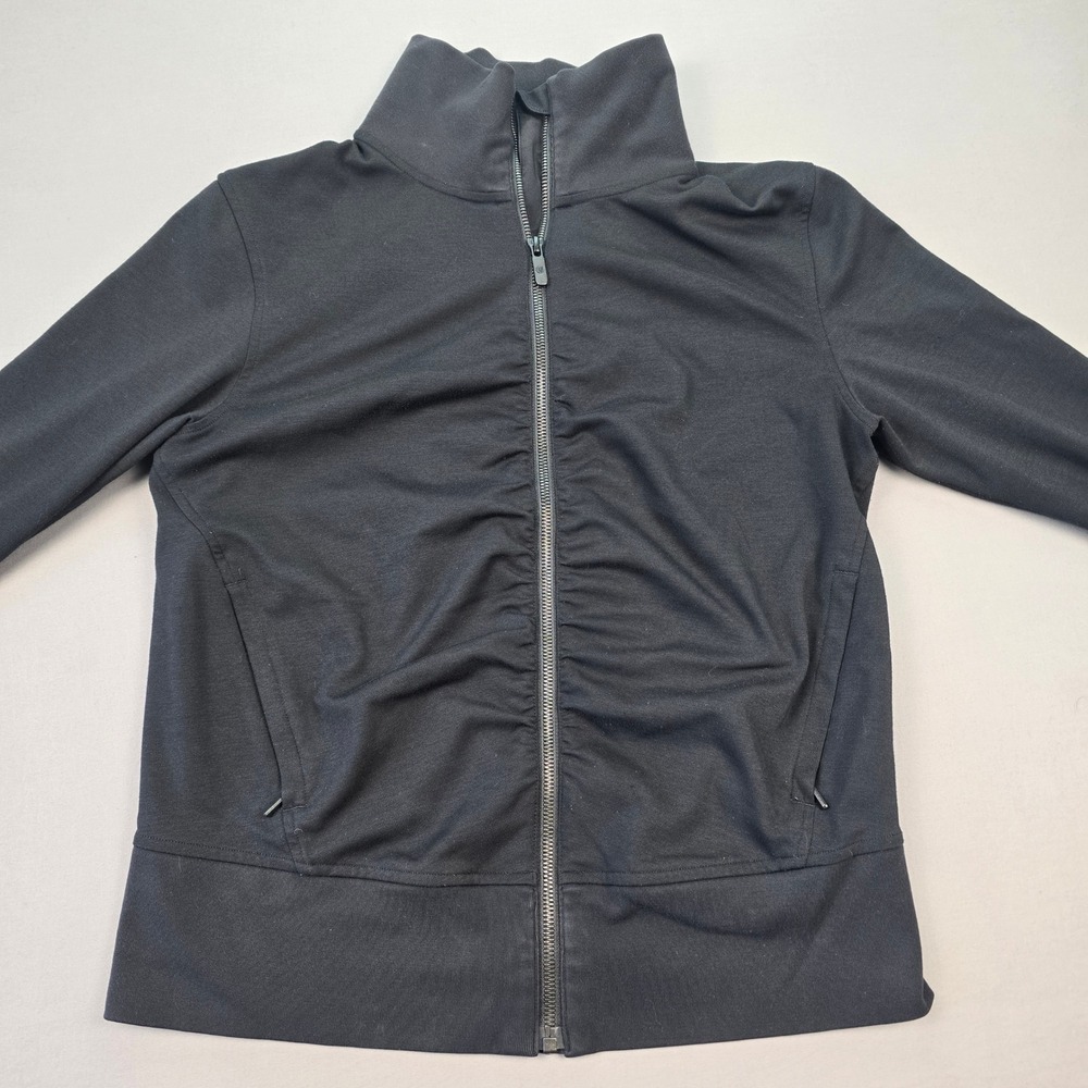 Lululemon Full Zip Funnel Neck Jacket Black Ruched Front - 10